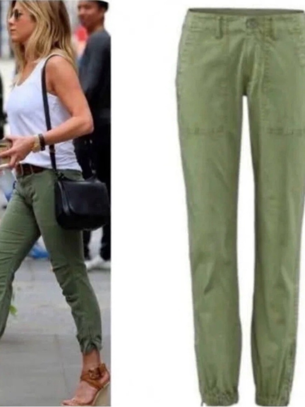 Cabi Traveler Pants Olive Green Cropped Joggers Women's Size 4 Zip Ankle Cargo